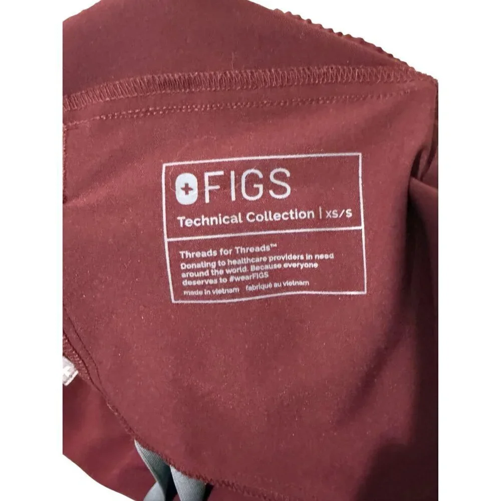 Figs Burgundy Mens Tansen Jogger Scrub Pants XS - Elastic Waist Adjustable Draws